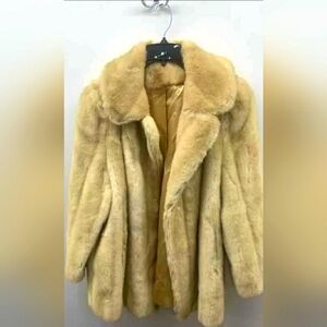 Tissavel France Designer Women Tan Gold Brown Non Fur Coat Sz N/A